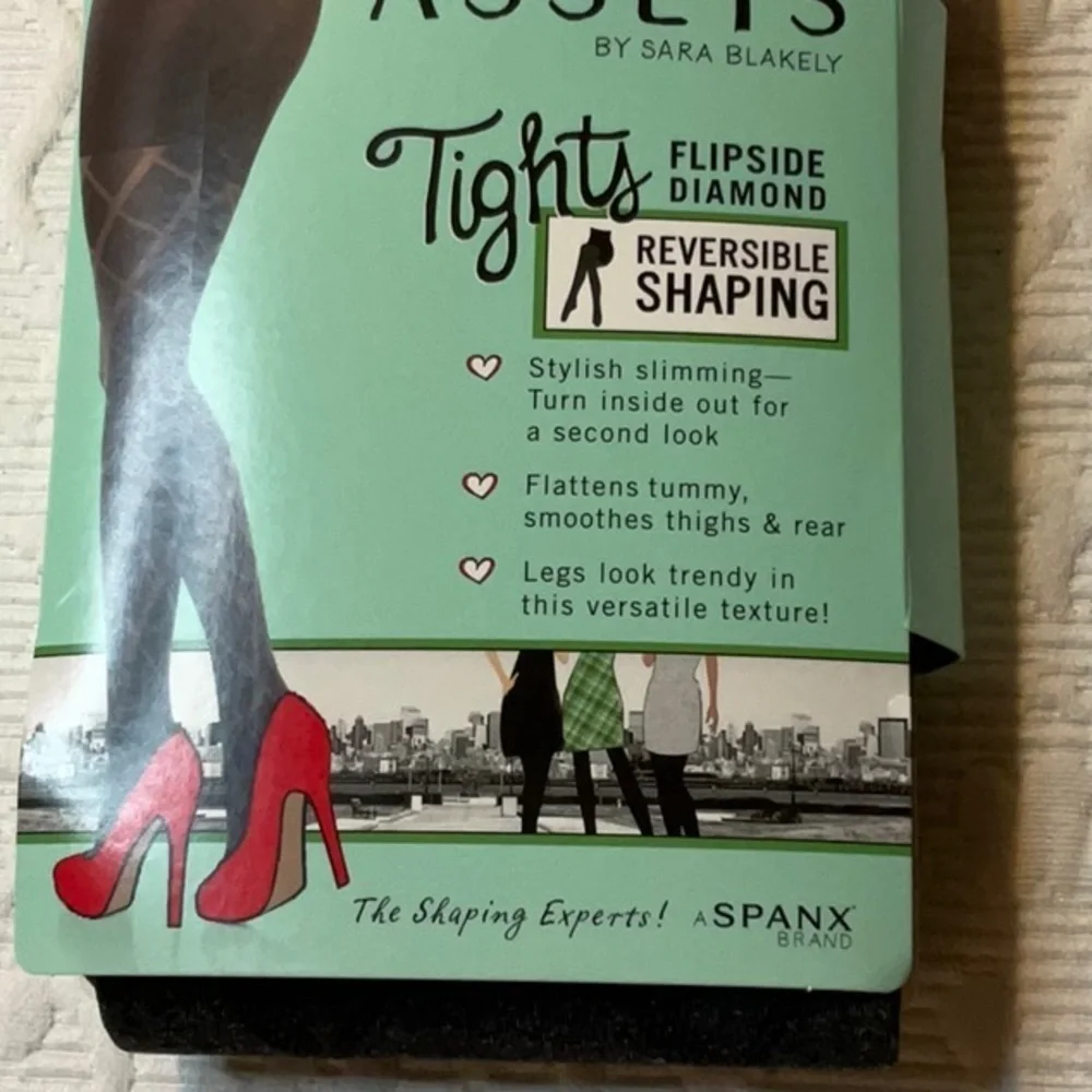 SPANX Black Reversible Shaping Tights. Flip side Diamond. Size 2